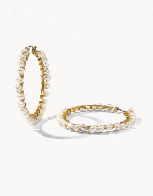 Spartina 449 Ann Pearl Hoop Earrings-Pearl