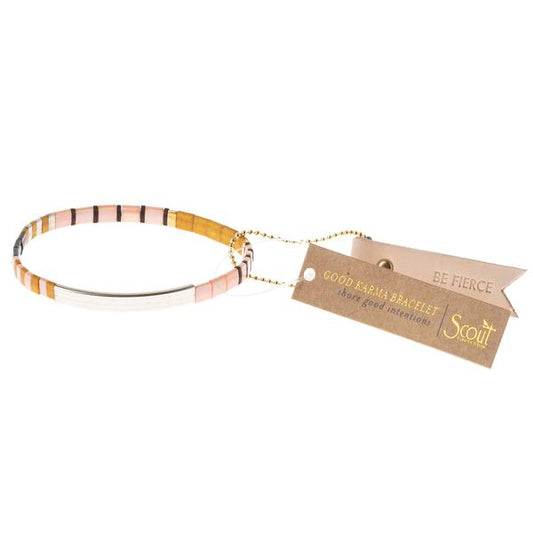 Scout Curated "Good Karma" Miyuki Bracelet | Be Fierce - Pink/Mustard/Silver