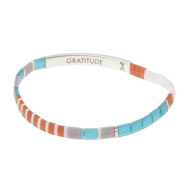 Scout Curated "Good Karma" Miyuki Bracelet | Gratitude - Turquoise/Orange/Silver
