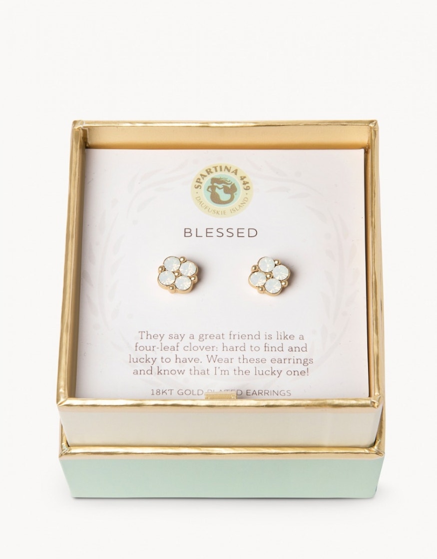 Spartina 449 Sea La Vie Stud Earrings- Blessed/Crystal Clover