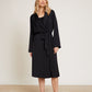 Barefoot Dreams Washed Satin Notch Collar Robe-Black
