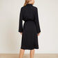 Barefoot Dreams Washed Satin Notch Collar Robe-Black