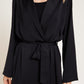 Barefoot Dreams Washed Satin Notch Collar Robe-Black