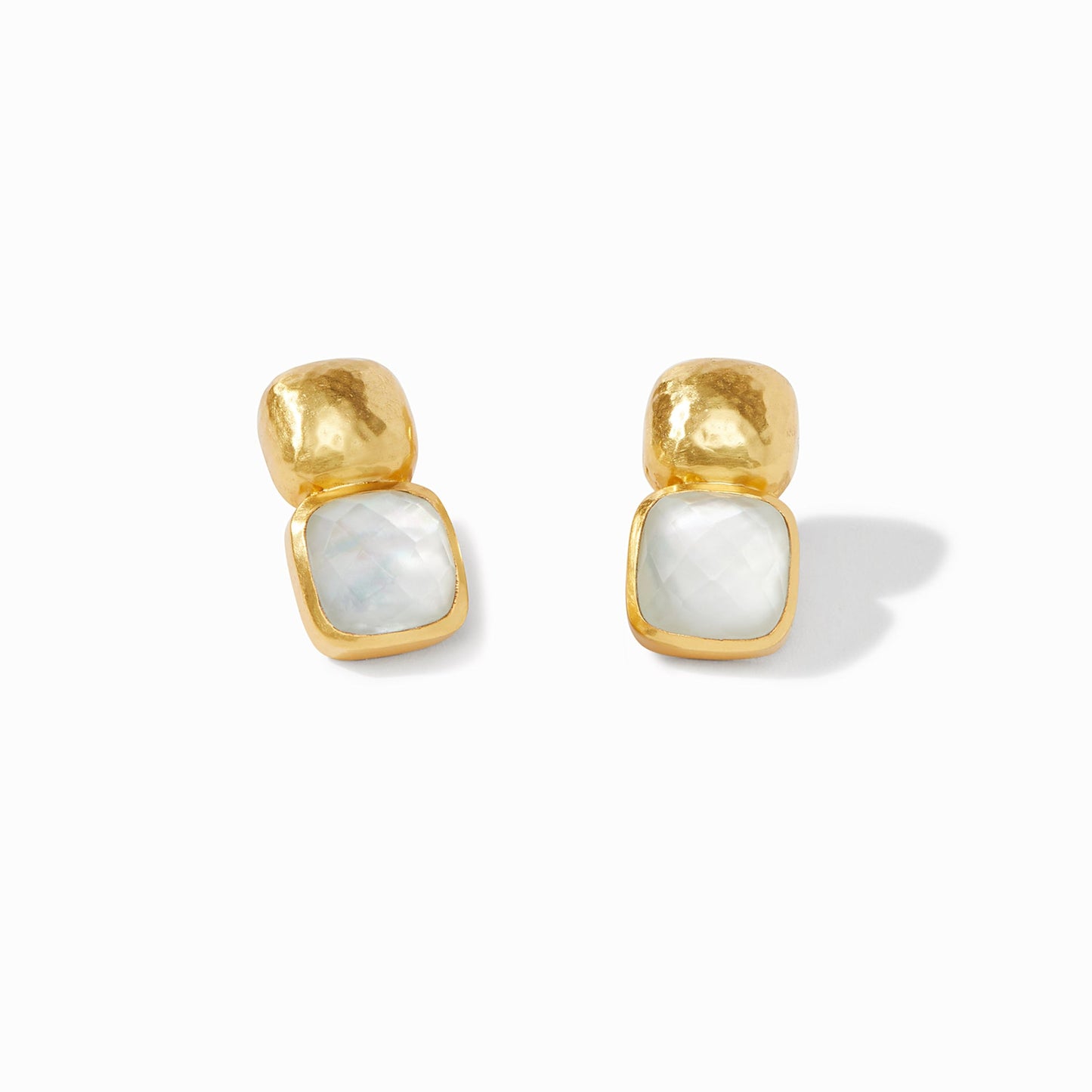Julie Vos “Catalina” Earring-Gold Iridescent Clear Crystal