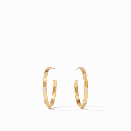 Julie Vos “Crescent” Stone Hoop-Cubic Zirconia- Medium