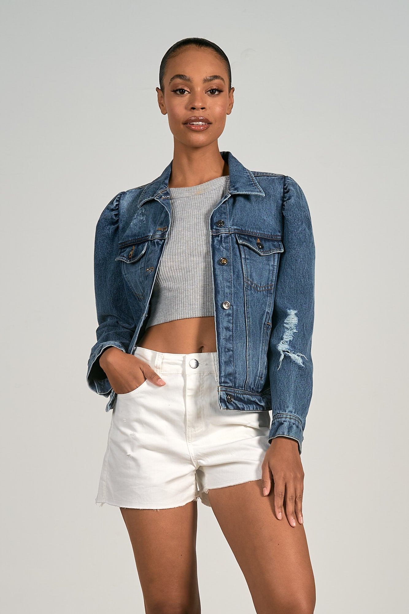 Elan-The Chandler Denim Jacket - Medium Wash