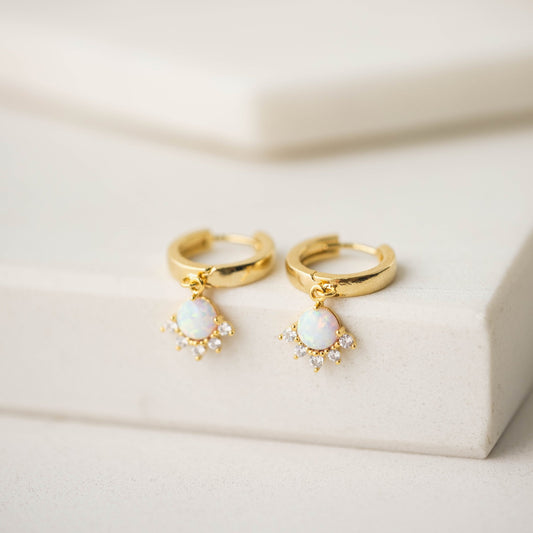 Lovers Tempo “Juno” Hoop Earrings-Gold/Opal