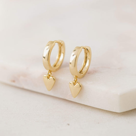 Lovers Tempo “Everly” Heart Huggie Hoop Earrings-Gold