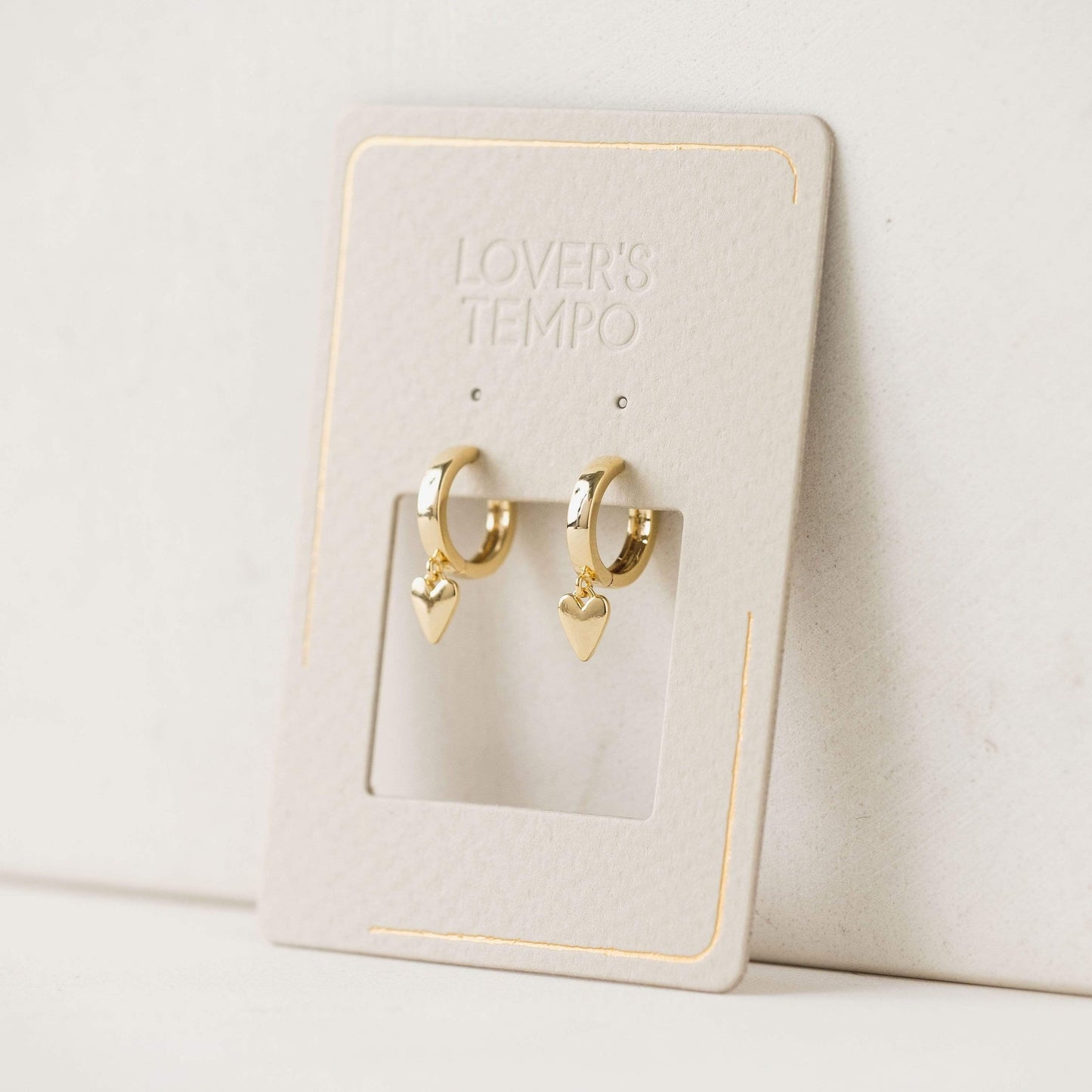 Lovers Tempo “Everly” Heart Huggie Hoop Earrings-Gold