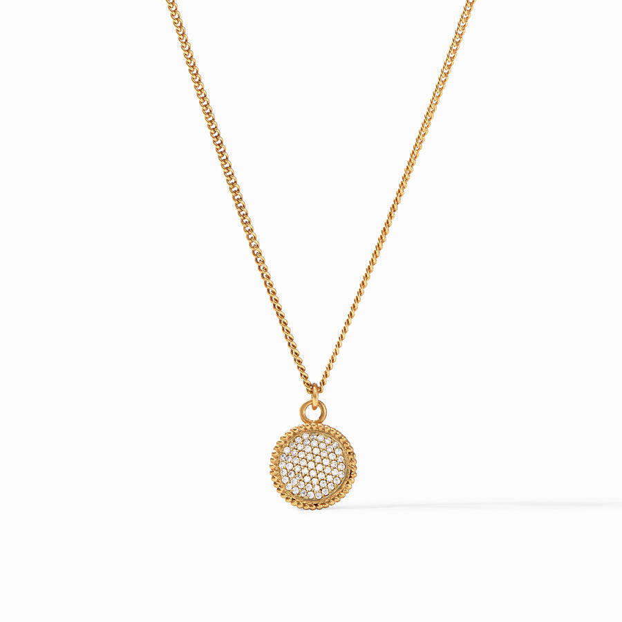 Julie Vos “Fleur-de-Lis” Solitaire Necklace-Pave Cubic Zirconia Reversible