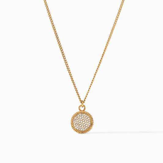 Julie Vos “Fleur-de-Lis” Solitaire Necklace-Pave Cubic Zirconia Reversible