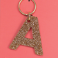 Lucky Feather Glitter Initial Keychain