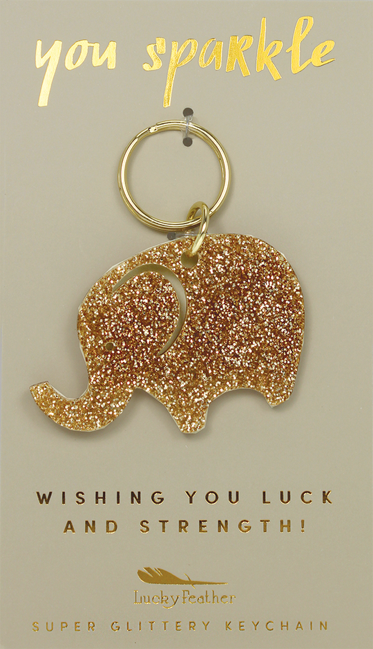 Lucky Feather Glitter Shape Keychain