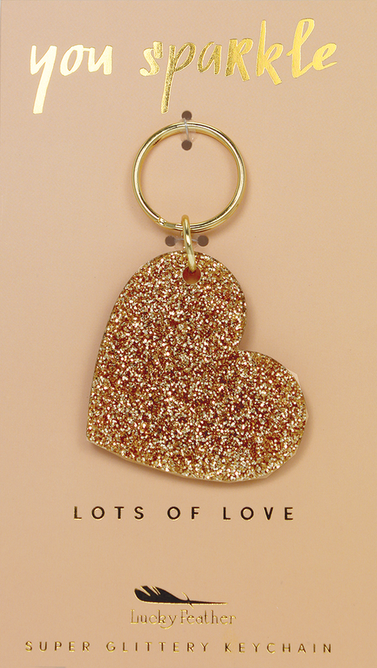 Lucky Feather Glitter Shape Keychain