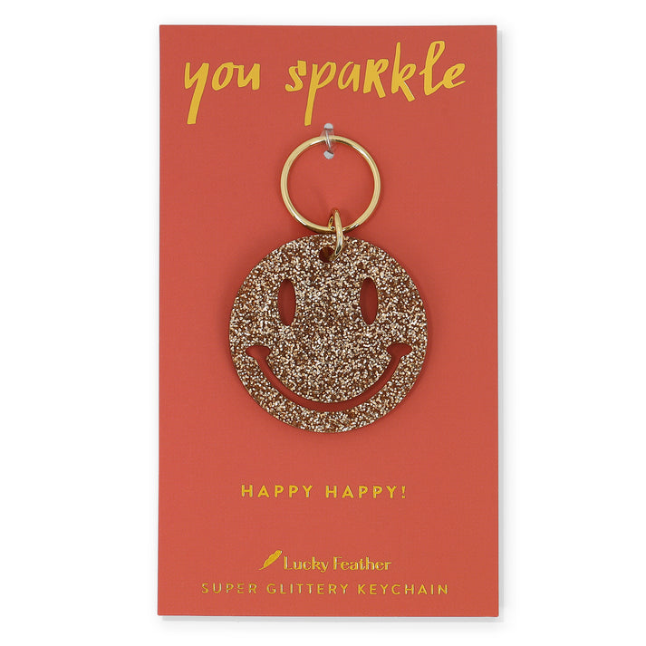 Lucky Feather Glitter Shape Keychain