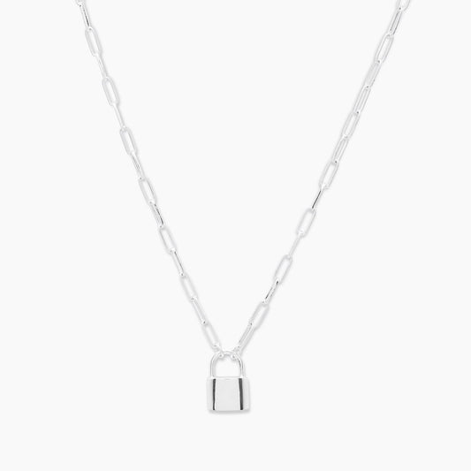 Gorjana Kara Padlock Charm Necklace- Silver