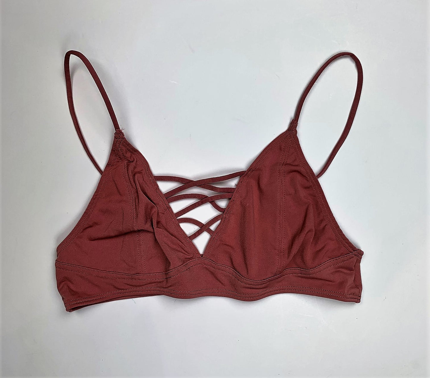 Lace Up Bralette in Indian Red