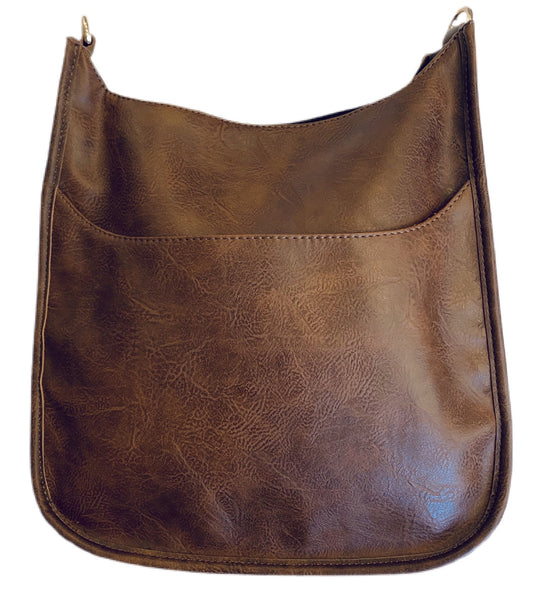 Ahdorned Large Vegan Leather Messenger Bag - Coffee