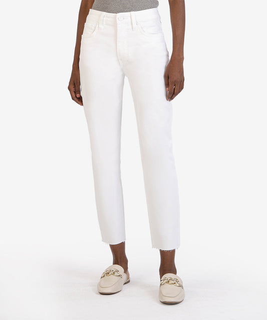 Kut from the Kloth "Rachael" High Rise Fab Ab Mom Jean- Optic White