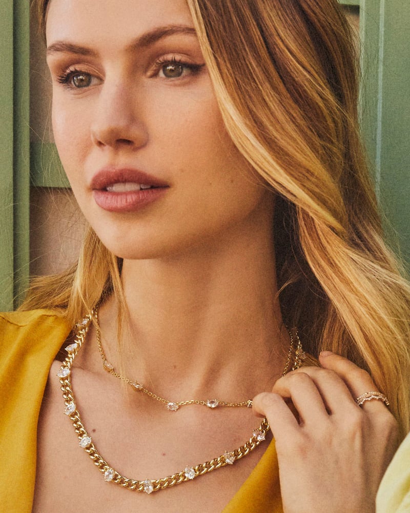 Kendra Scott Cailin Crystal Chain Necklace-Gold or Silver