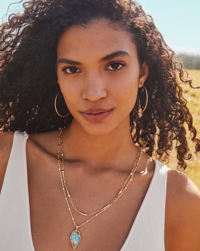 Tessa Gold Multi Strand Necklace in Black Obsidian