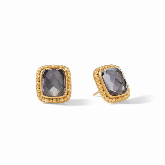 Julie Vos “Marbella” Stud-Gold Iridescent Charcoal Blue