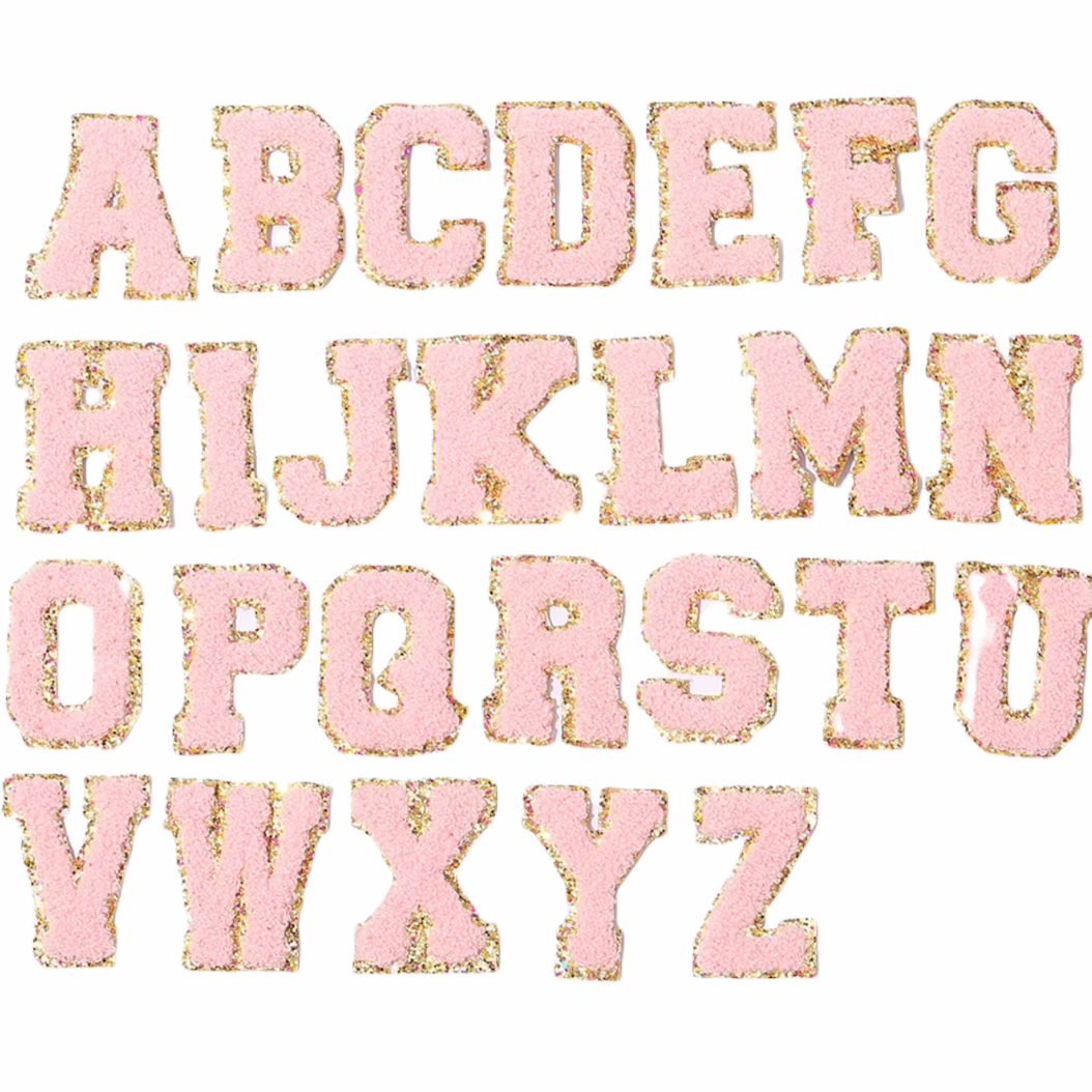 Chenille/Glitter Letters-Light Pink