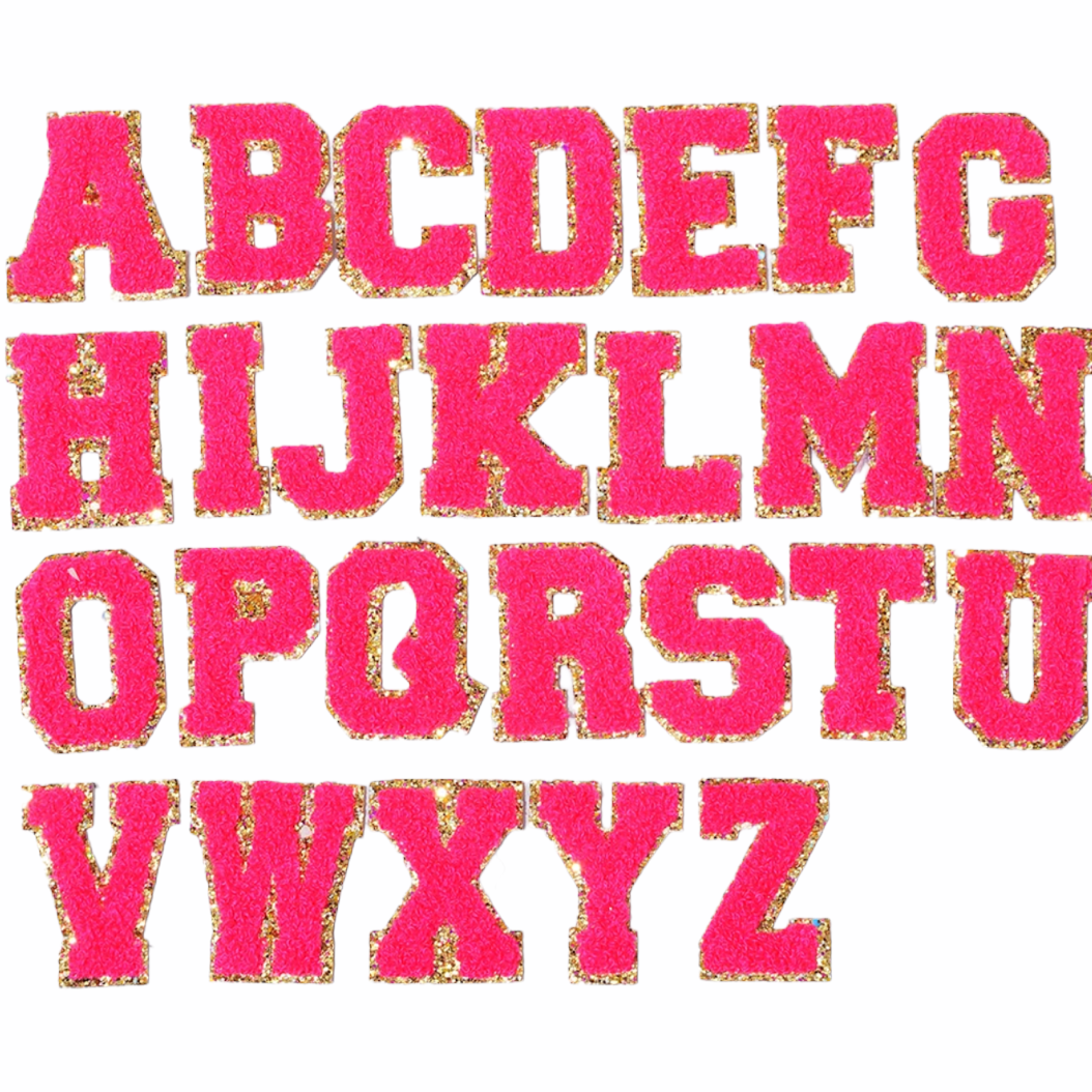 Chenille/Glitter Letters-Hot Pink
