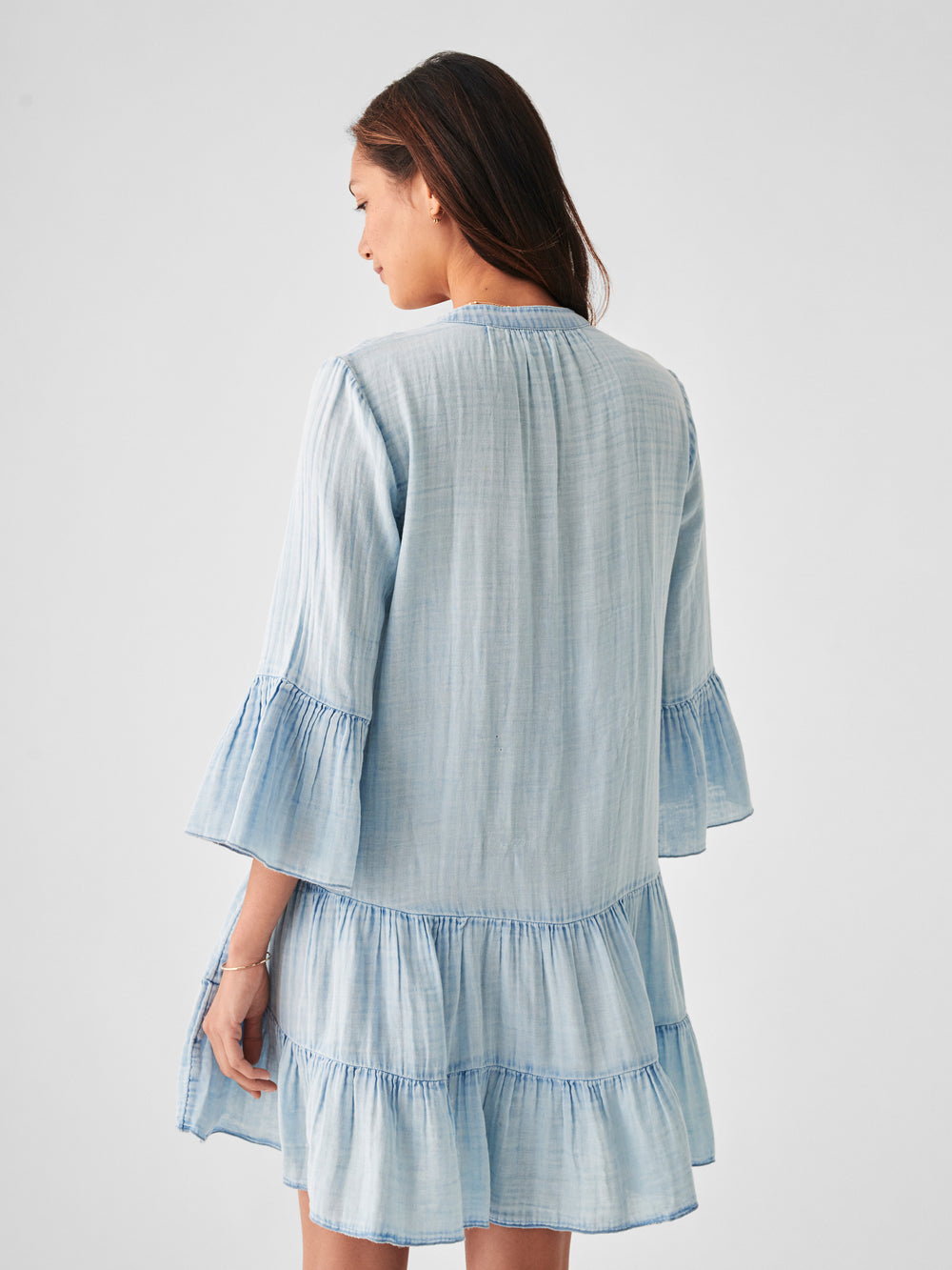 Faherty Dream Cotton Gauze Kasey Dress-Light Indigo Wash