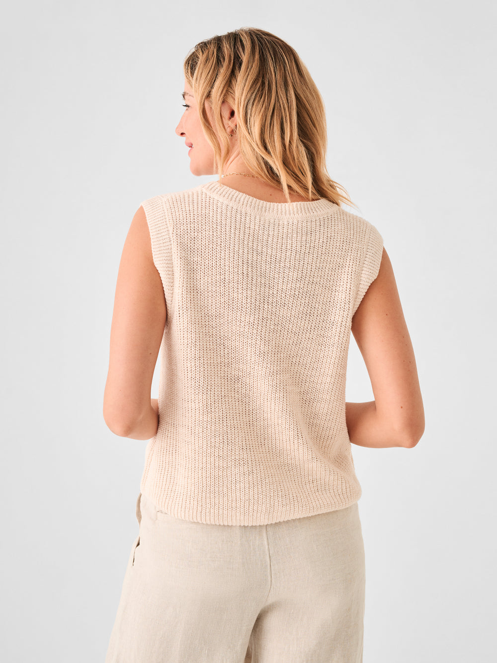 Faherty Miramar Linen Tank-Natural