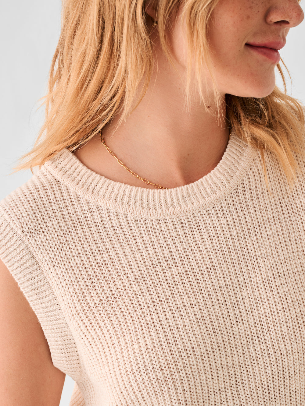 Faherty Miramar Linen Tank-Natural
