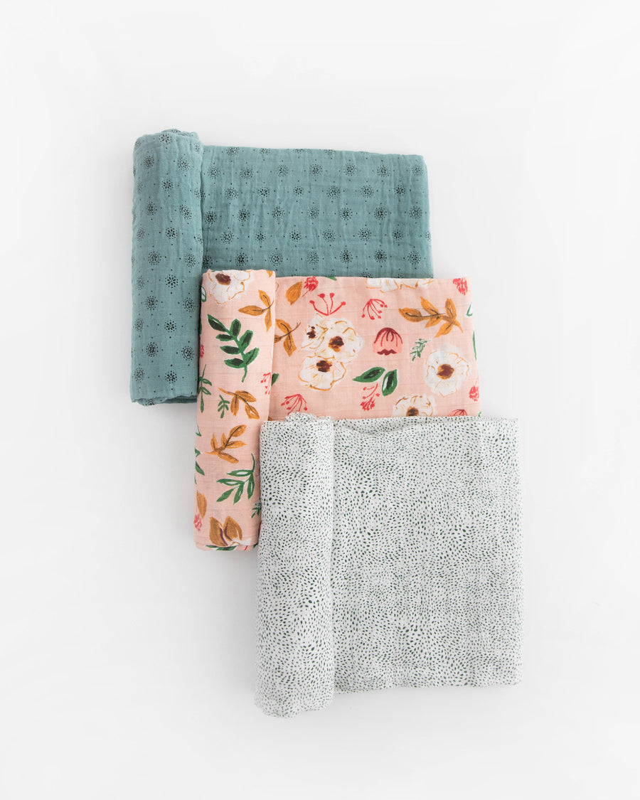 Little Unicorn Cotton Muslin Swaddle Blanket Set - Vintage Floral