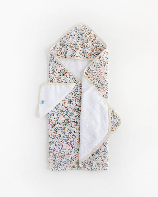 Little Unicorn Infant Hooded Towel & Washcloth Set - Pressed Petals