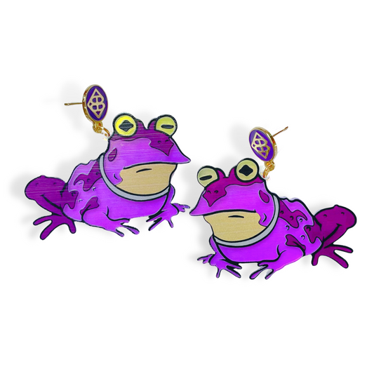 Brianna Cannon LIMITED EDITION: PURPLE HOLOGRAPHIC HYPNOTOAD EARRINGS