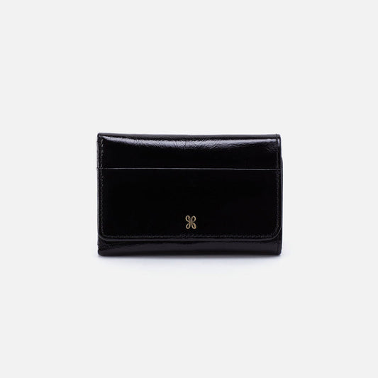 Hobo Bags "Jill" Trifold Wallet-Polished Black