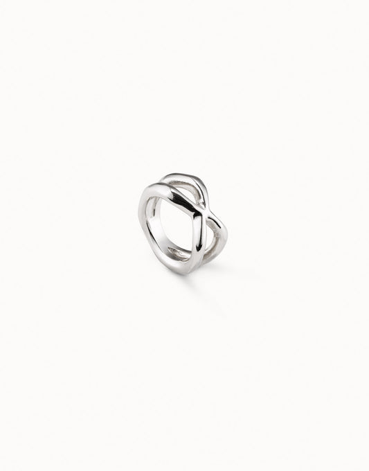 Uno de 50 "Crossed" Ring-Silver