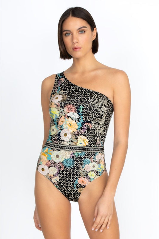 Johnny Was One Shoulder Swimsuit-Multi