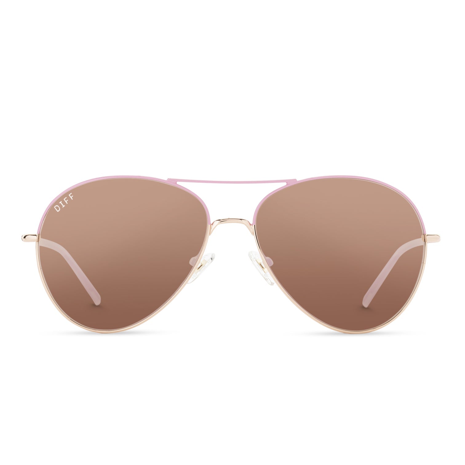 DIFF Eyewear “Knox”Rose Gold and Cherry Blossom Mirror Lenses