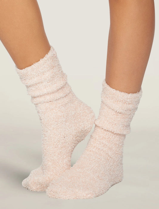 Barefoot Dreams CozyChic® Heathered Women's Socks- Dusty Rose/White