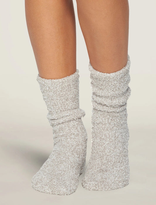 Barefoot Dreams CozyChic® Heathered Women's Socks- Oyster/White