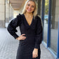 Moodie “Madison” Collared Solid Jacquard Mini Dress-Black