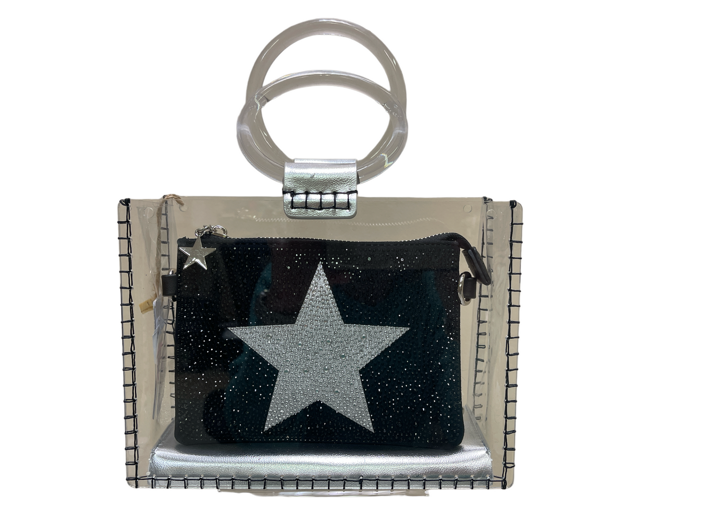 Vintage Havana "Mini Molly" Clear Handbag-Black Rhinestone