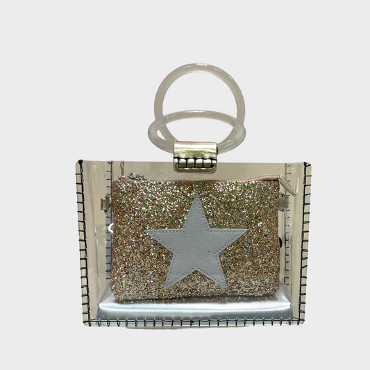 Vintage Havana "Mini Molly" Clear Handbag-Dark Multi Glitter Mix