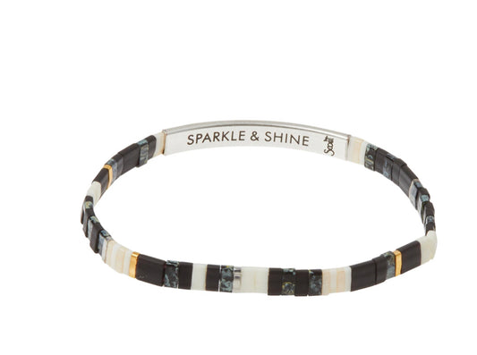 Scout Curated "Good Karma" Miyuki Bracelet | Sparkle & Shine - Raven/Silver