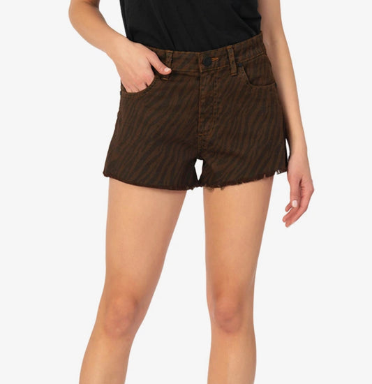 Kut from the Kloth "Jane" High Rise Short- Chocolate (Tiger)