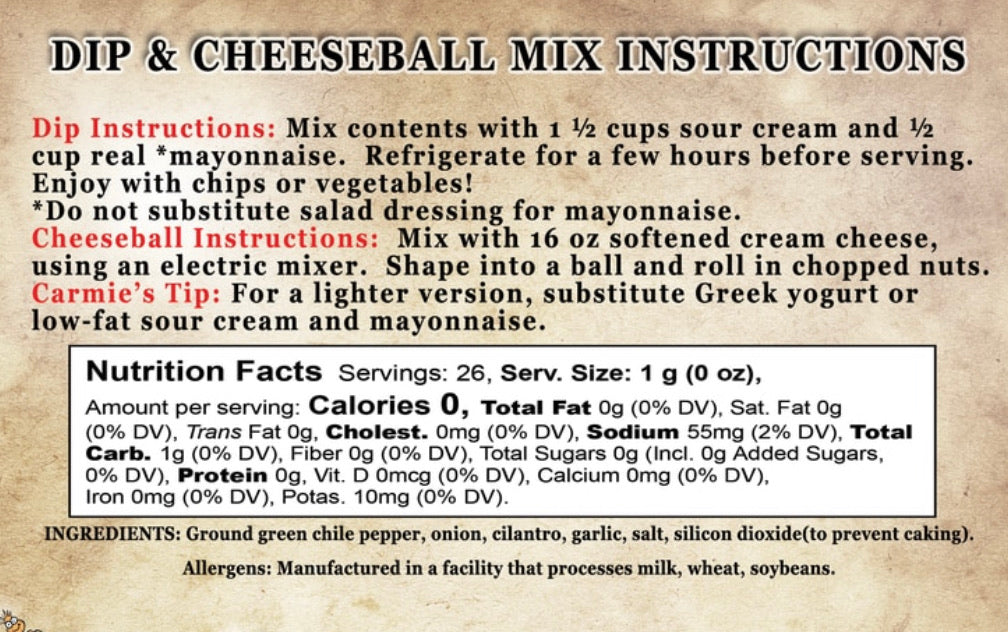 Green Chile and Cilantro Dip & Cheeseball Mix
