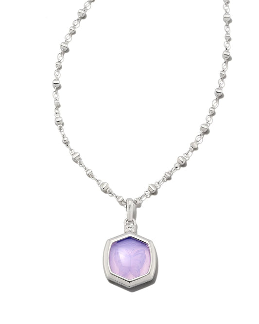 Kendra Scott Davie Intaglio Pendant Necklace-Silver Lavender Opalite Butterfly