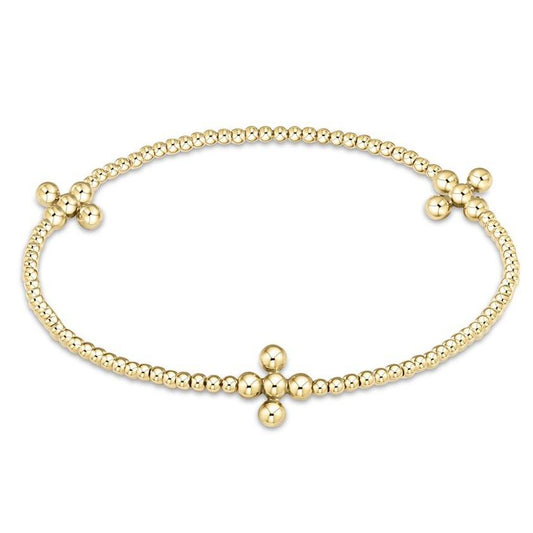 Enewton Signature Cross Gold Pattern 2mm Bead Bracelet