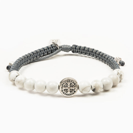 My Saint My Hero Wake Up & Pray Meditation Bracelet-White Howlite